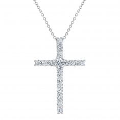 Forevermark 5/8ctw Diamond Cross White Gold Pendant Necklace 5/8ctw