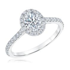 Forevermark 1ctw Diamond Oval Halo White Gold Engagement Ring