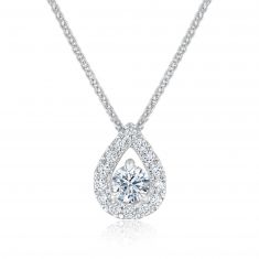 Forevermark 1/3ctw Diamond Pear Halo White Gold Pendant Necklace