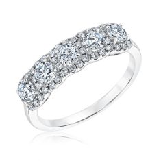 Forevermark 1ctw Five Diamond Cushion Halo White Gold Anniversary Band