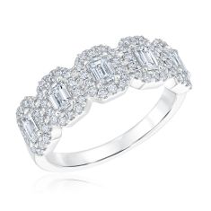 Forevermark 1 1/4ctw Five Emerald Diamond Halo White Gold Anniversary Band