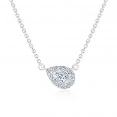 Forevermark 1/3ctw Pear Diamond Halo White Gold Pendant Necklace