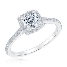 Forevermark 1ctw Round Diamond Cushion Halo White Gold Engagement Ring