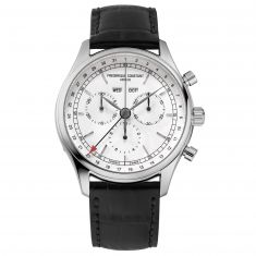 Frederique Constant Classic Quartz Chronograph Triple Calendar Silver Dial and Black Leather Strap Watch | 40mm | FC-296SW5B6