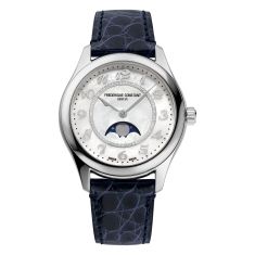 Frederique Constant Manufacture Classic Power Reserve Big Date Silver Dial  Blue Leather Strap Watch 40mm - FC-735S3H6 | REEDS Jewelers