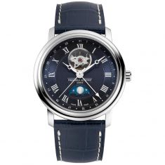 Frederique Constant Classics Heart Beat Moonphase Blue Leather Strap Watch | 40mm | FC-335MCNW4P26