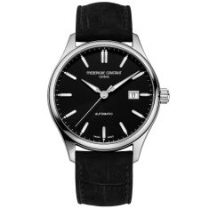Frederique Constant Classics Index Automatic Black Dial and Black Leather Strap Watch 40mm - FC-303NB5B6