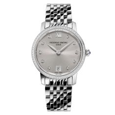 Frederique Constant Classics Slimline Diamond Accent Silver-Tone Stainless Steel Bracelet Watch 30mm - FC-220LBD1SD26B