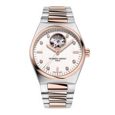 Frederique Constant Highlife Automatic Heart Beat Diamond Accent White Dial Two-Tone Stainless Steel Bracelet Watch 34mm - FC-310VD2NH2B