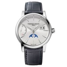 Frederique Constant Manufacture Classic Power Reserve Big Date Silver Dial Blue Leather Strap Watch 40mm - FC-735S3H6