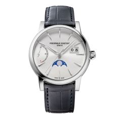 Frederique Constant Manufacture Classic Power Reserve Big Date Silver Dial Blue Leather Strap Watch 40mm - FC-735S3H6