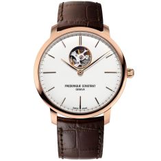 Frederique Constant Slimline Heart Beat Automatic Brown Leather Strap Watch | 40mm | FC-312V4S4