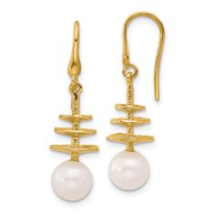 Freshwater Cultured Pearl and Yellow Gold Drop Earrings
