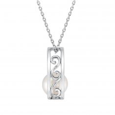 Final Sale - Freshwater Cultured Pearl Heart Sterling Silver Pendant Necklace