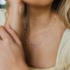 Freshwater Cultured Pearl Sterling Silver Station Necklace