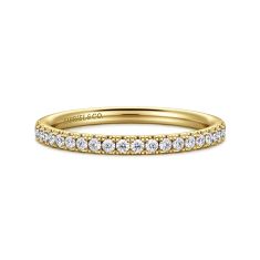 Gabriel & Co. 1/5ctw Diamond 14k Yellow Gold 1.7mm Wedding Band