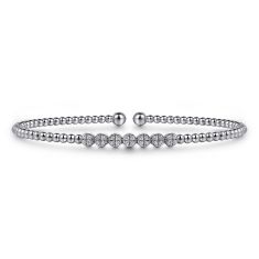 Gabriel & Co. White Gold 1/6ctw Diamond Cluster Bujukan Bead Bangle Bracelet