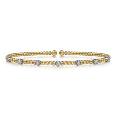 Gabriel & Co. Yellow and White Gold 1/5ctw Diamond Bujukan Stations Bangle Bracelet