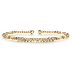 Gabriel & Co. Yellow Gold 1/6ctw Diamond Bujukan Bead Bangle Bracelet