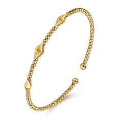 Gabriel & Co. Yellow Gold Bujukan Pyramid Stations Bangle Bracelet