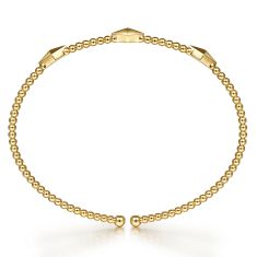 Gabriel & Co. Yellow Gold Bujukan Pyramid Stations Bangle Bracelet