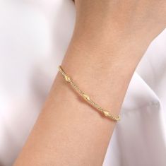 Gabriel & Co. Yellow Gold Bujukan Pyramid Stations Bangle Bracelet