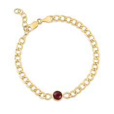 Garnet and Yellow Gold Hollow Curb Chain Bracelet | 4.5mm