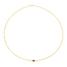 Garnet and Yellow Gold Solid Mirror Chain Necklace | 2.2mm | 16 Inches