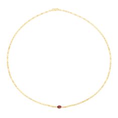 Garnet and Yellow Gold Solid Mirror Chain Necklace | 2.2mm | 16 Inches