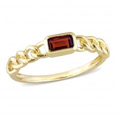 Garnet Yellow Gold Chain Link Stackable Ring