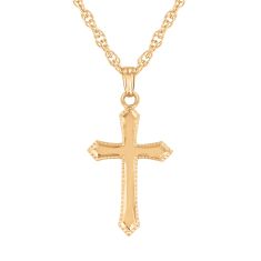 Gold-Filled Beaded Edge Cross Pendant Necklace