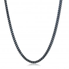 Men's Grey Ion-Plated Stainless Steel Square Wheat Chain Necklace | 4mm | 24 Inches