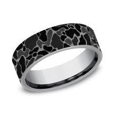 Greyscale Tantalum 7mm Duck Camouflage Pattern Wedding Band
