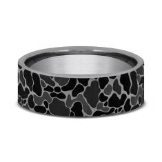 Greyscale Tantalum 7mm Duck Camouflage Pattern Wedding Band
