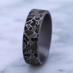 Greyscale Tantalum 7mm Duck Camouflage Pattern Wedding Band