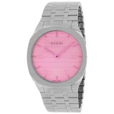 Gucci 25H Pink Glass Stainless Steel Watch | 38mm | YA163410
