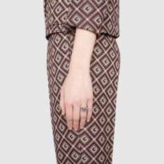 Gucci Aged Sterling Silver GG Marmont Key Ring - Size 6.75