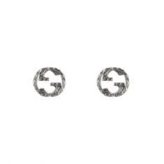 Gucci Aged Sterling Silver Interlocking G Stud Earrings
