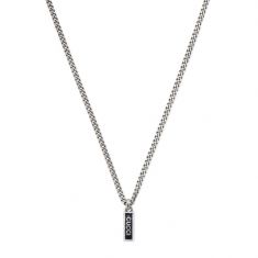 Gucci Black Enamel Sterling Silver Pendant Necklace