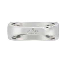 Gucci Tag Interlocking G Signet Sterling Silver Ring 7.5mm