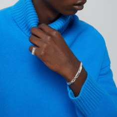 Gucci Diagonal Interlocking G Sterling Silver Bracelet