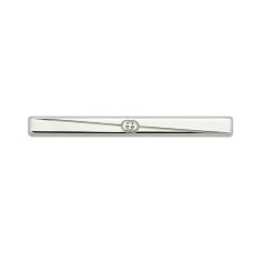 Gucci Diagonal Interlocking G Sterling Silver Tie Bar