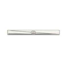 Gucci Diagonal Interlocking G Sterling Silver Tie Bar