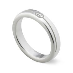 Gucci Diagonal Interlocking G Thin Sterling Silver Ring 4mm