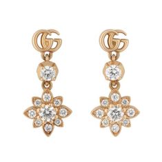 Gucci Flora 1/4ctw Diamond Rose Gold Drop Earrings