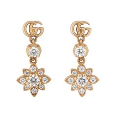 Gucci Flora 1/4ctw Diamond Rose Gold Drop Earrings