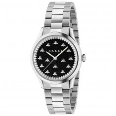 Gucci G-Timeless Bee-Motif Black Dial and Stainless Steel Bracelet Watch | 32mm | YA1265034