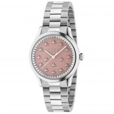 Gucci G-Timeless with Bee Motif Pink Dial and Stainless Steel Bracelet Watch | 32mm | YA1265033