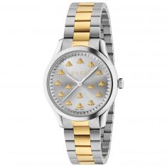 Gucci G-Timeless Bee-Motif Silver Dial and Two-Tone Bracelet Watch | 32mm | YA1265032