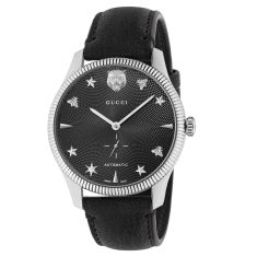 Gucci G-Timeless Black Leather Strap Automatic Watch | 40mm